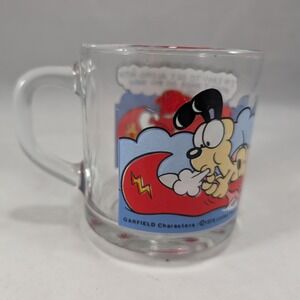 Vintage 1978 Garfield McDonalds‎ Glass Mug Odie Canoe Jim Davis Anchor Hocking